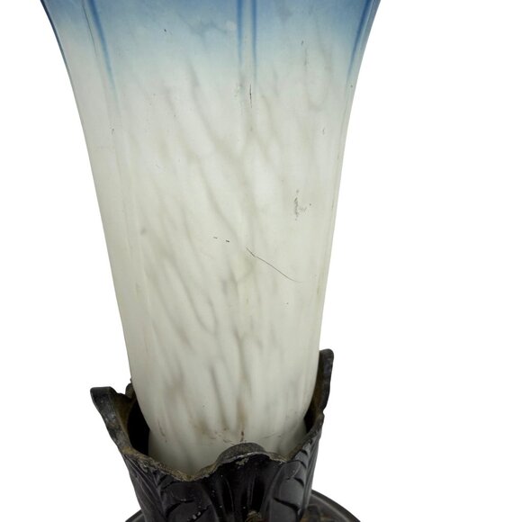Blue Single Lily Tulip Gone With The Wind Frosted Lamp Desk Lamp 8.25" FLAW - Picture 4 of 11